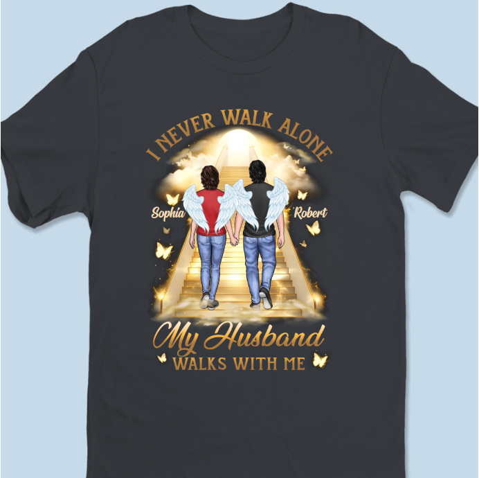 His Wings Guide My Steps - Memorial Personalized Custom Unisex T-shirt