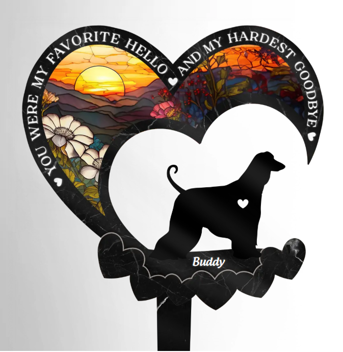 Heaven Gained A Furry Angel - Memorial Personalized Custom Stain Glass Style Acrylic Garden Stake