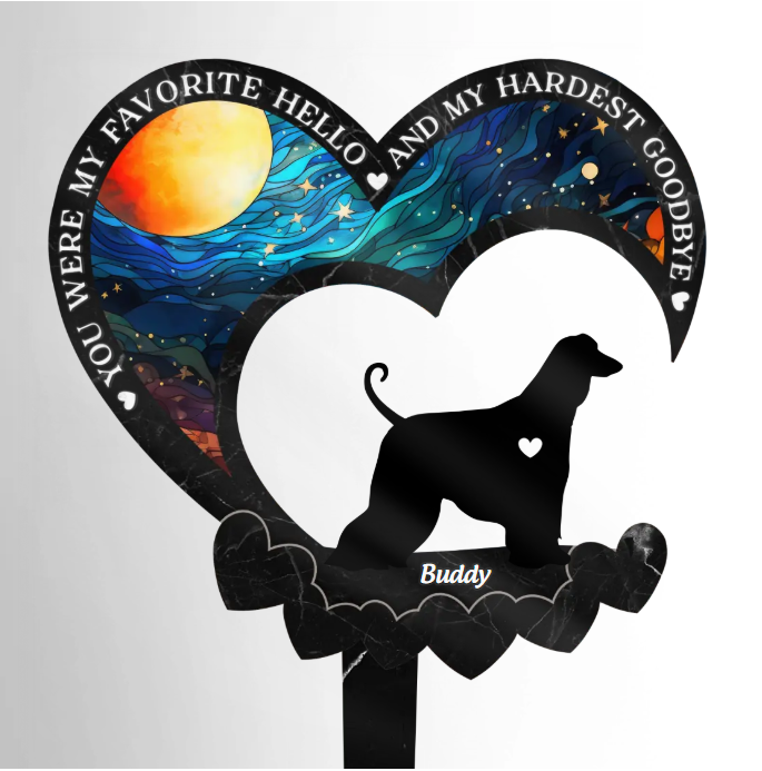Heaven Gained A Furry Angel - Memorial Personalized Custom Stain Glass Style Acrylic Garden Stake