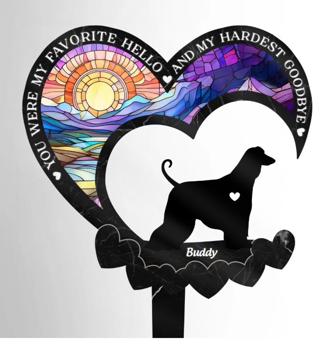 Heaven Gained A Furry Angel - Memorial Personalized Custom Stain Glass Style Acrylic Garden Stake