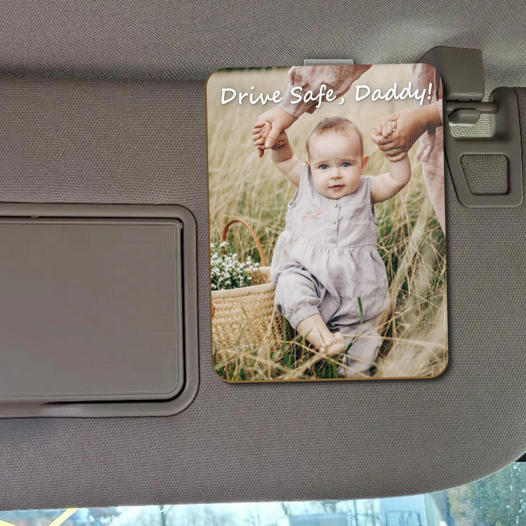 Custom Photo Car Visor Clip - First Time Gift from Wife to New Dad