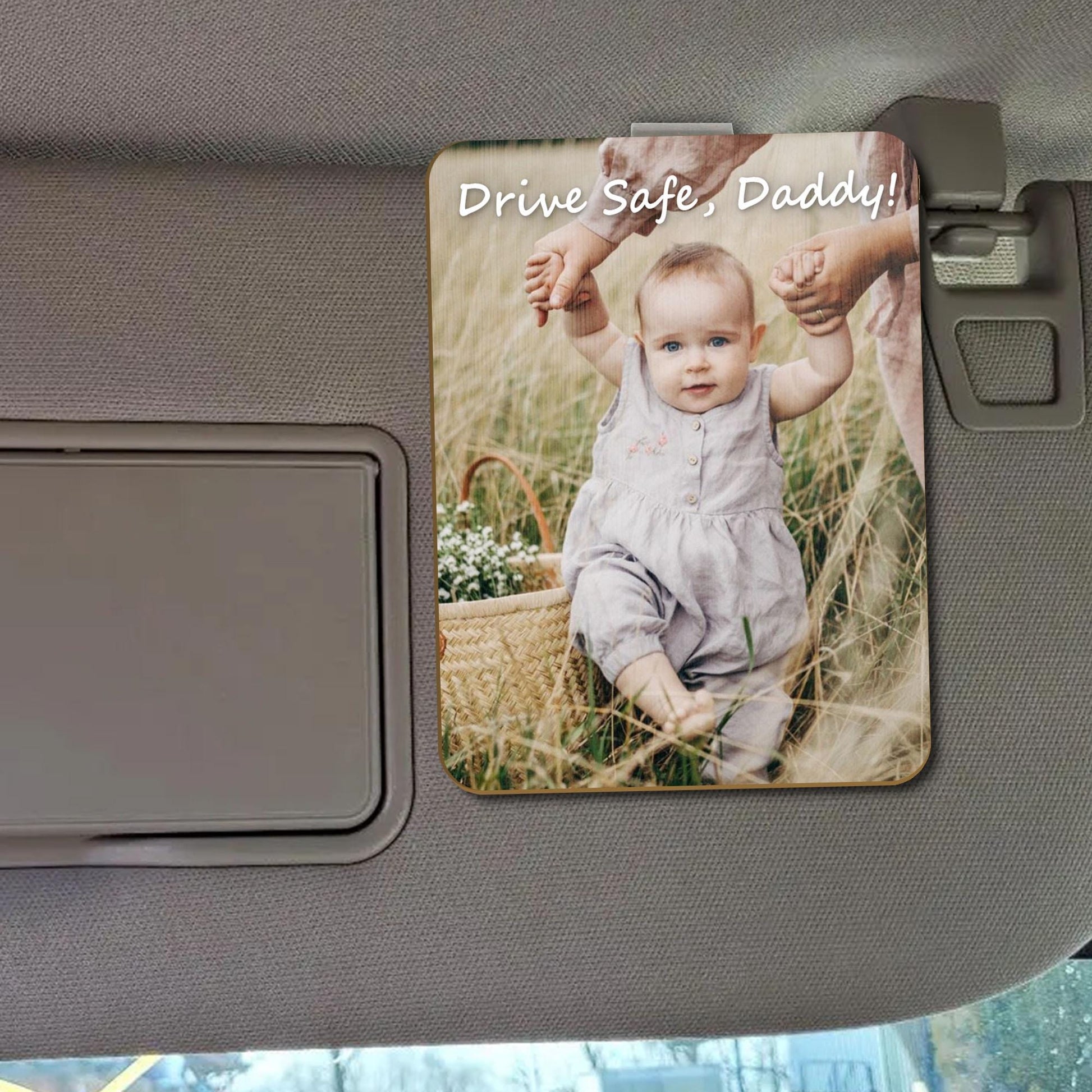 Custom Photo Car Visor Clip - First Time Gift from Wife to New Dad