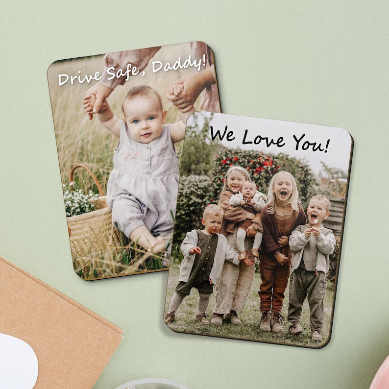 Custom Photo Car Visor Clip - First Time Gift from Wife to New Dad