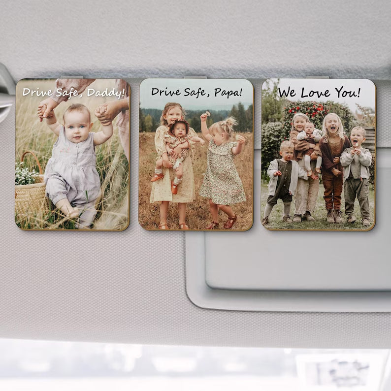 Custom Photo Car Visor Clip - First Time Gift from Wife to New Dad