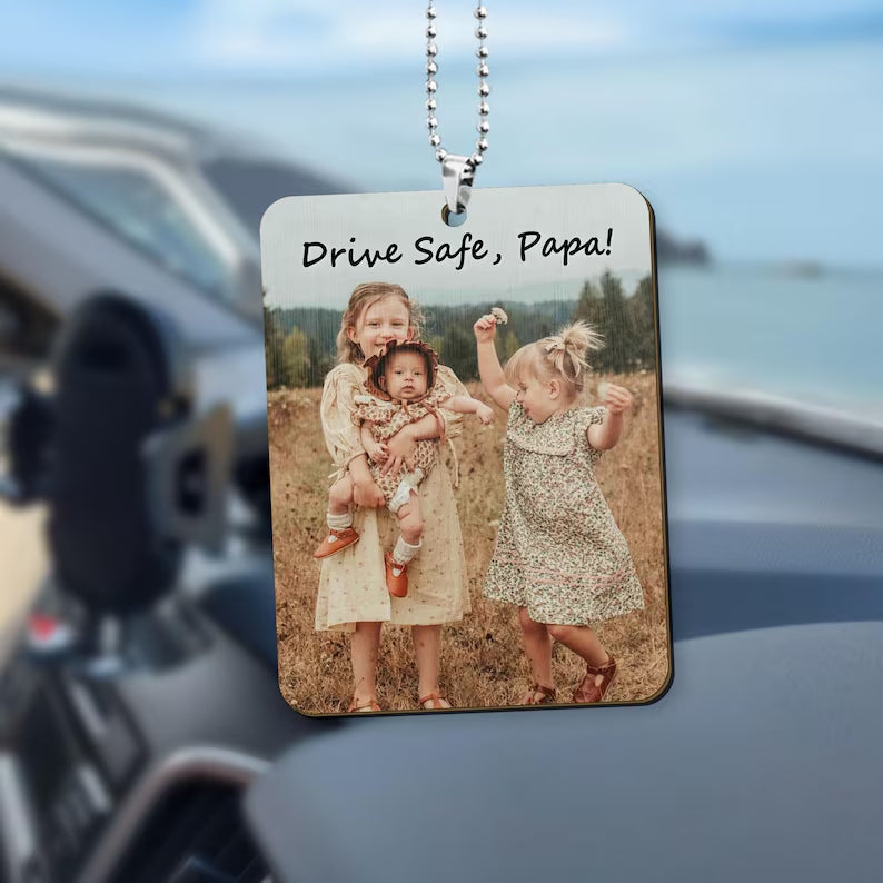 Custom Photo Car Visor Clip - First Time Gift from Wife to New Dad