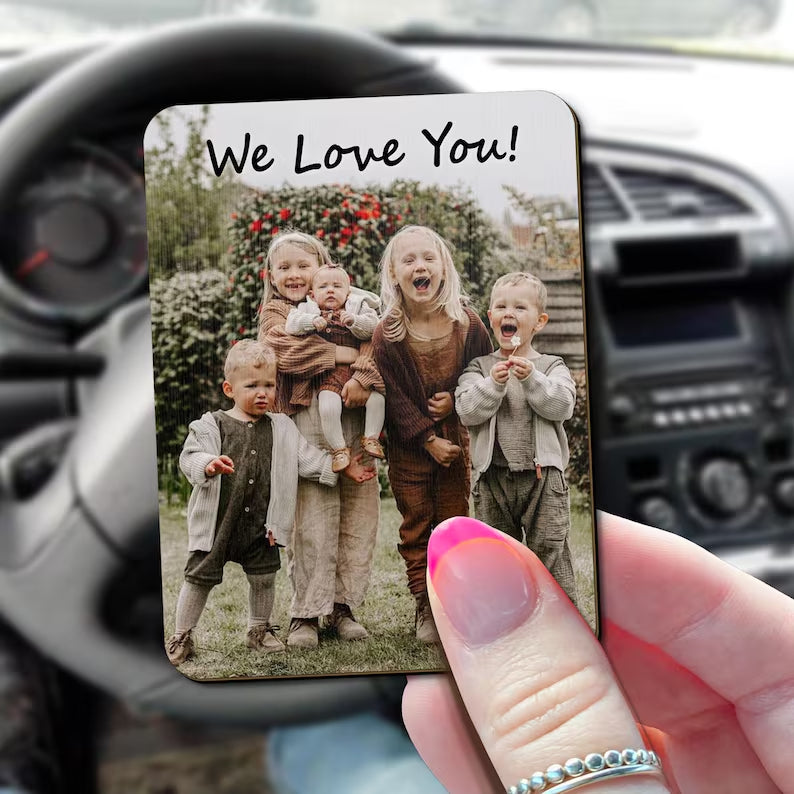 Custom Photo Car Visor Clip - First Time Gift from Wife to New Dad