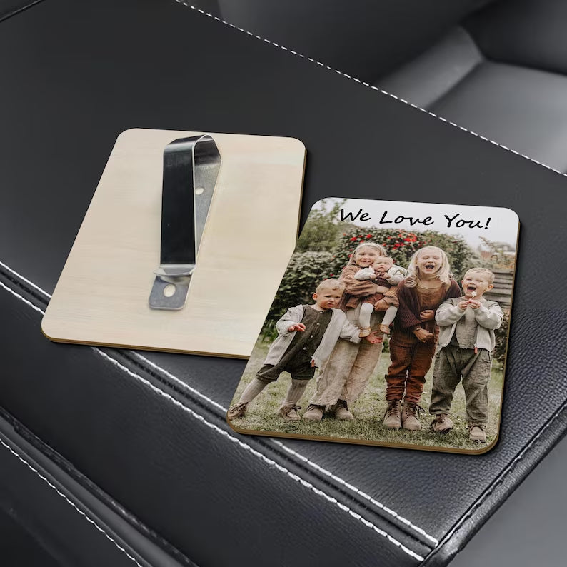 Custom Photo Car Visor Clip - First Time Gift from Wife to New Dad