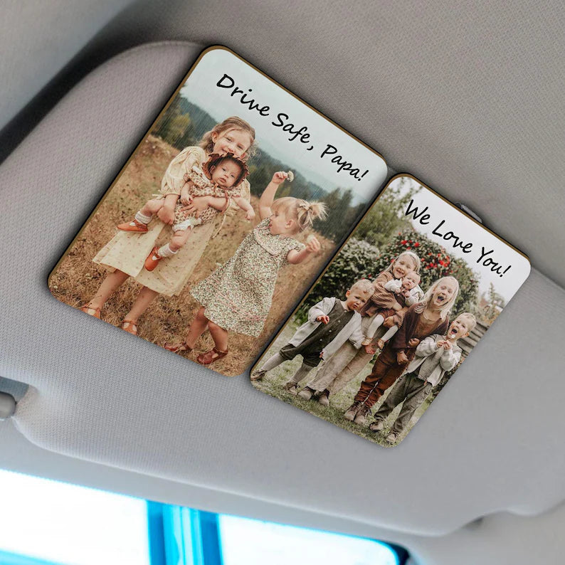 Custom Photo Car Visor Clip - First Time Gift from Wife to New Dad