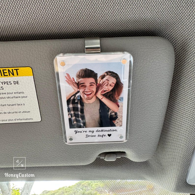 Custom Photo Car Visor Clip - Romantic Couple Keepsake