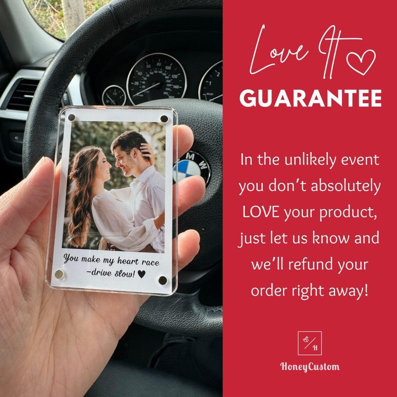 Custom Photo Car Visor Clip - Romantic Couple Keepsake