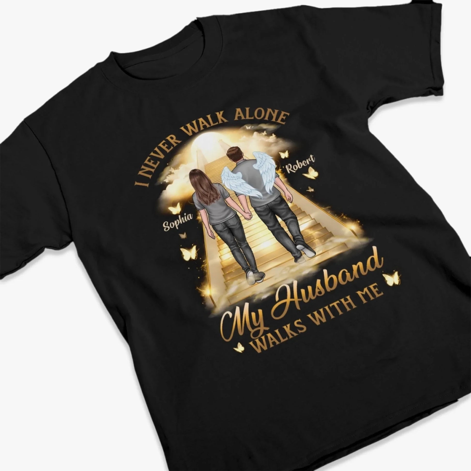 His Wings Guide My Steps - Memorial Personalized Custom Unisex T-shirt