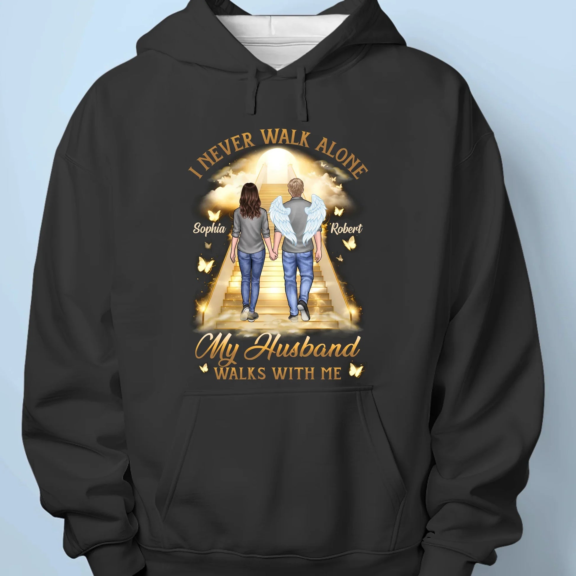 His Wings Guide My Steps - Memorial Personalized Custom Unisex T-shirt