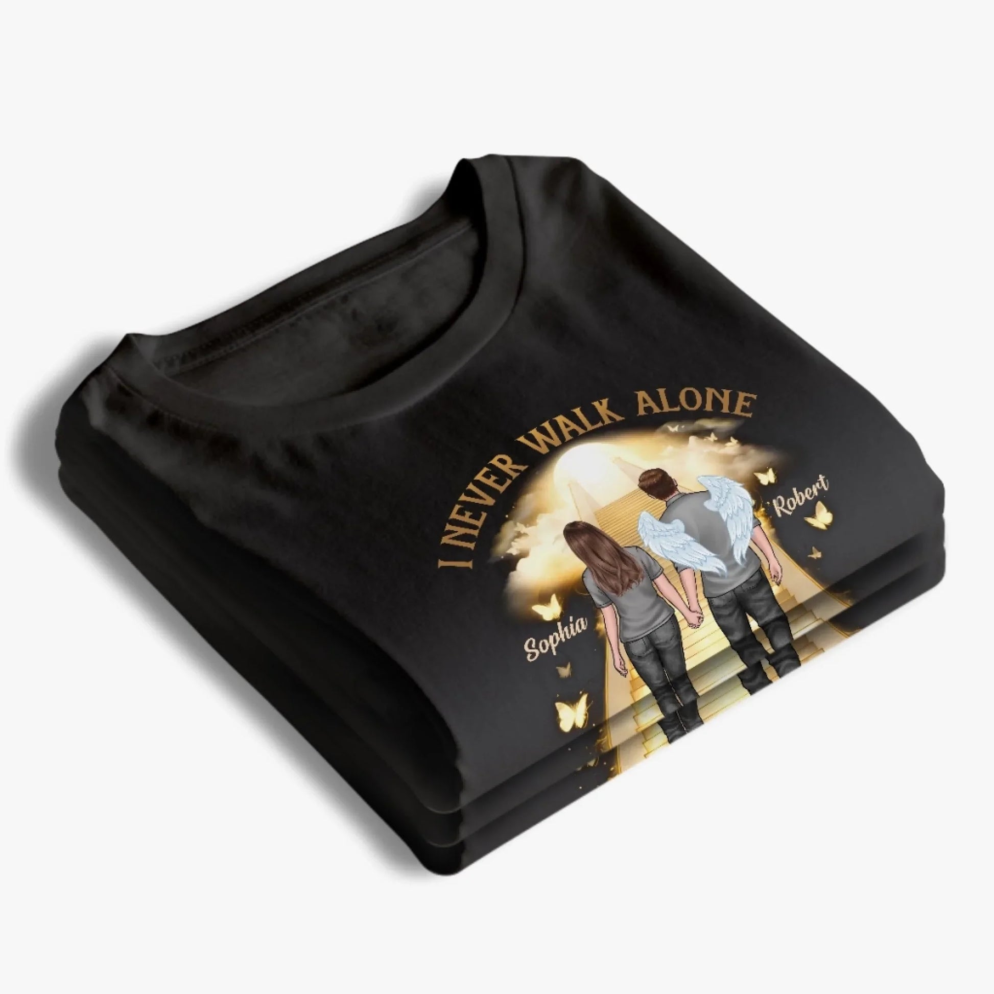 His Wings Guide My Steps - Memorial Personalized Custom Unisex T-shirt