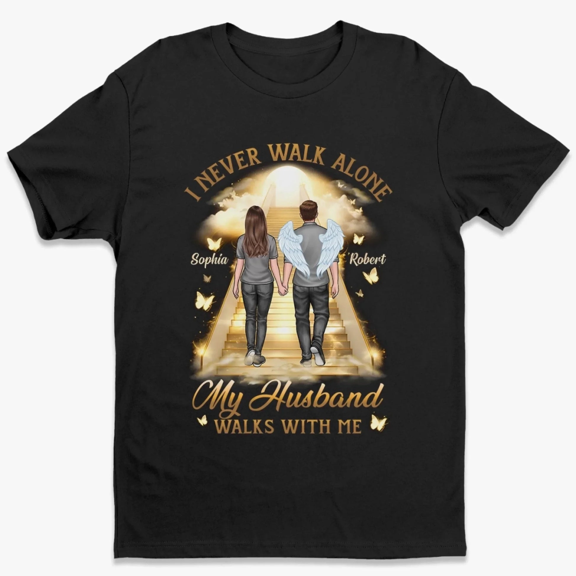 His Wings Guide My Steps - Memorial Personalized Custom Unisex T-shirt