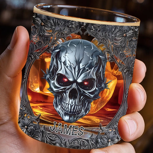 Custom Gothic Skull Whiskey Glass