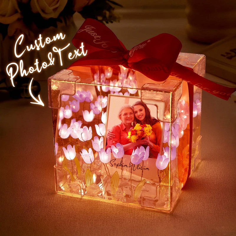 Custom Photo Tulip Flower Infinity Mirror Box Infinity Mirror Flower With Your Picture And Text Diy Kit