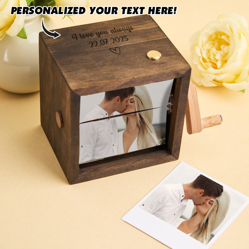 Custom Photo Flipbook Frame Animation Machine Mechanical Hand-cranked Flipbook Box Photo Album with Light Black Walnut Anniversary Gifts