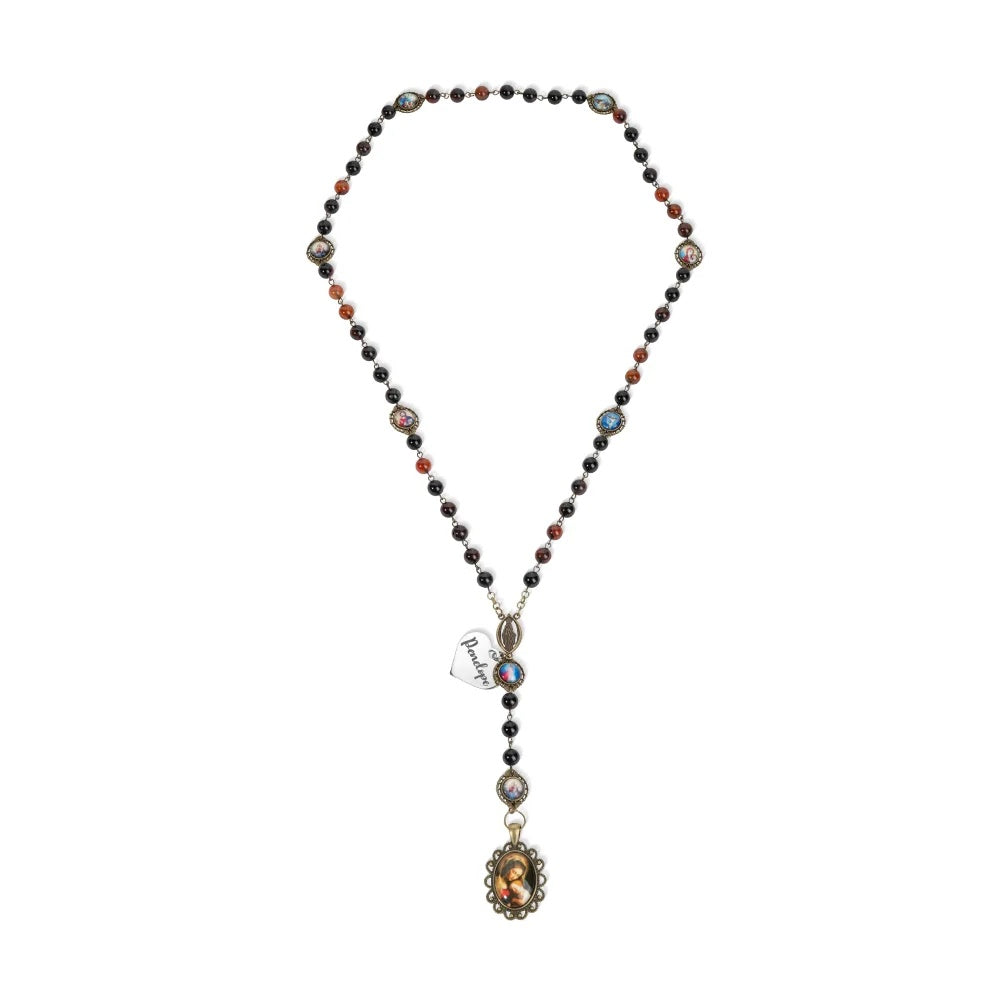 Personalized Engraved Jesus Cross Pendant Catholic Rosary Beads